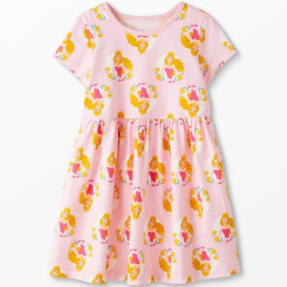 Hanna Andersson Disney Princess Printed Dress Aurora Sleeping Beauty Girls Sz 5